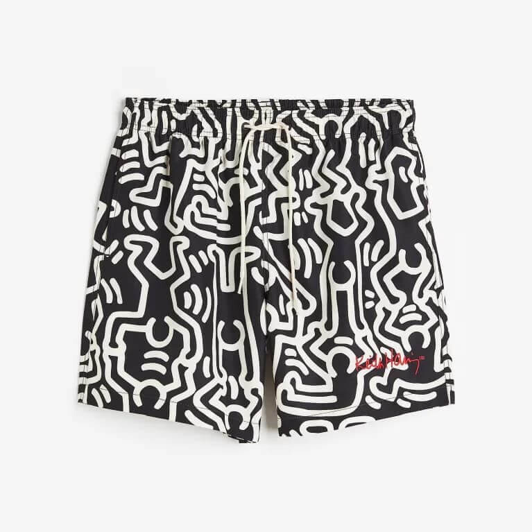 

Шорты H&M Keith Haring Patterned Swim, черный
