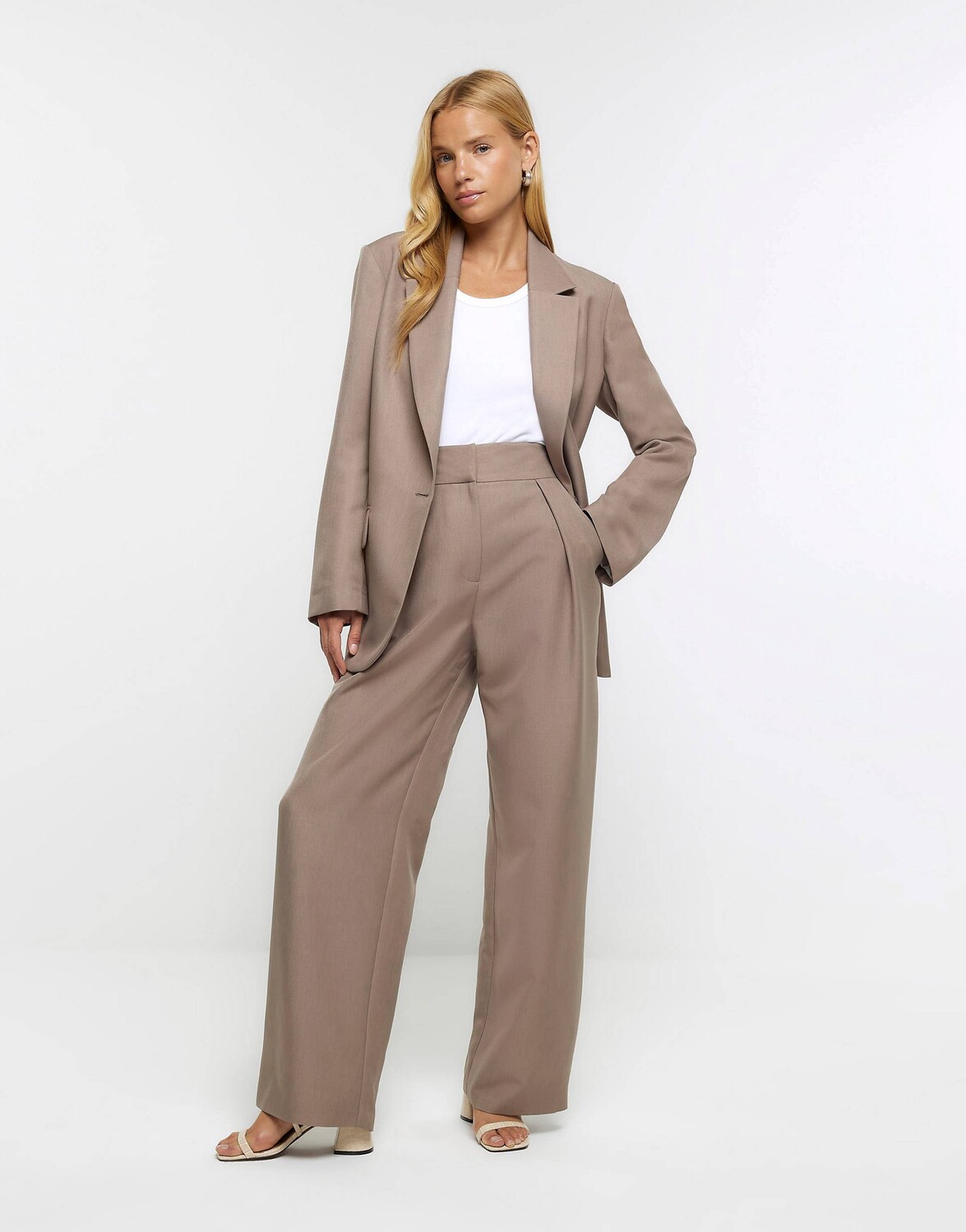 

Брюки River Island Wide Leg Pleated, светло-коричневый
