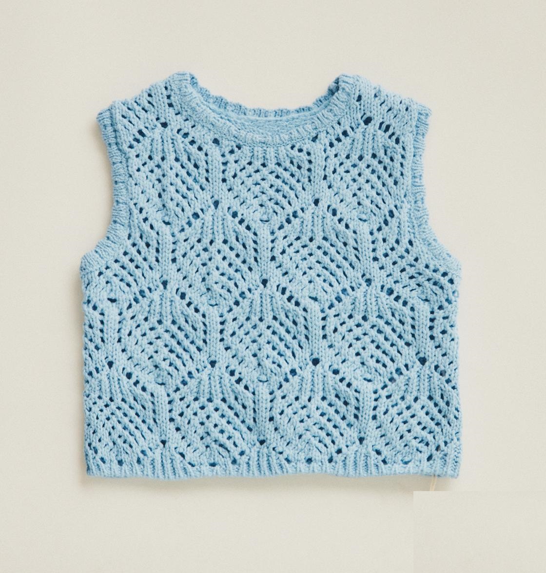 Жилет Zara Timelesz Open-knit, голубой