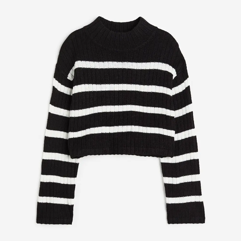 

Свитер H&M Kids Boxy Rib-knit, черный/белый