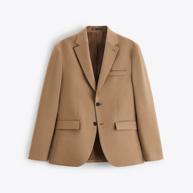 

Пиджак Zara 100% Wool Suitl, коричневый