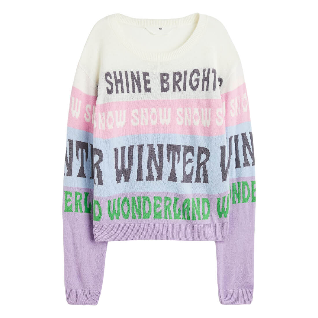 

Джемпер H&M Snow Jacquard-knit, натуральный белый/розовый/голубой/фиолетовый