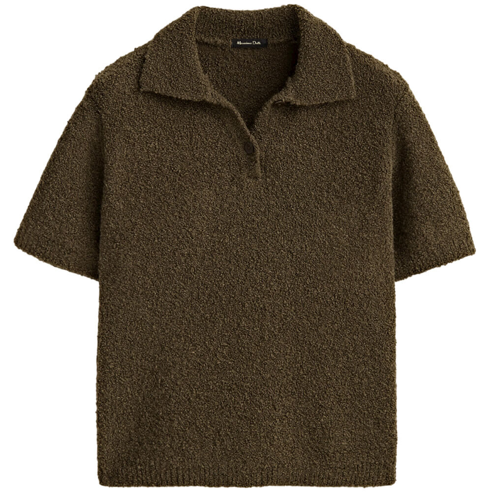

Свитер Massimo Dutti Short Sleeve Bouclé Knit, хаки