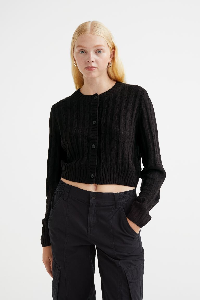 

Плетеный кардиган H&M, черный
