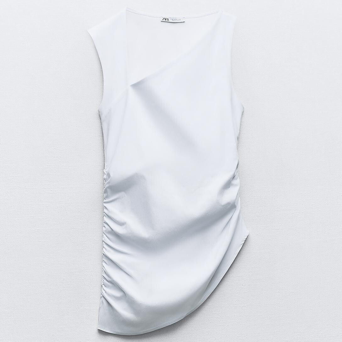 

Топ Zara Asymmetric Gathered, белый