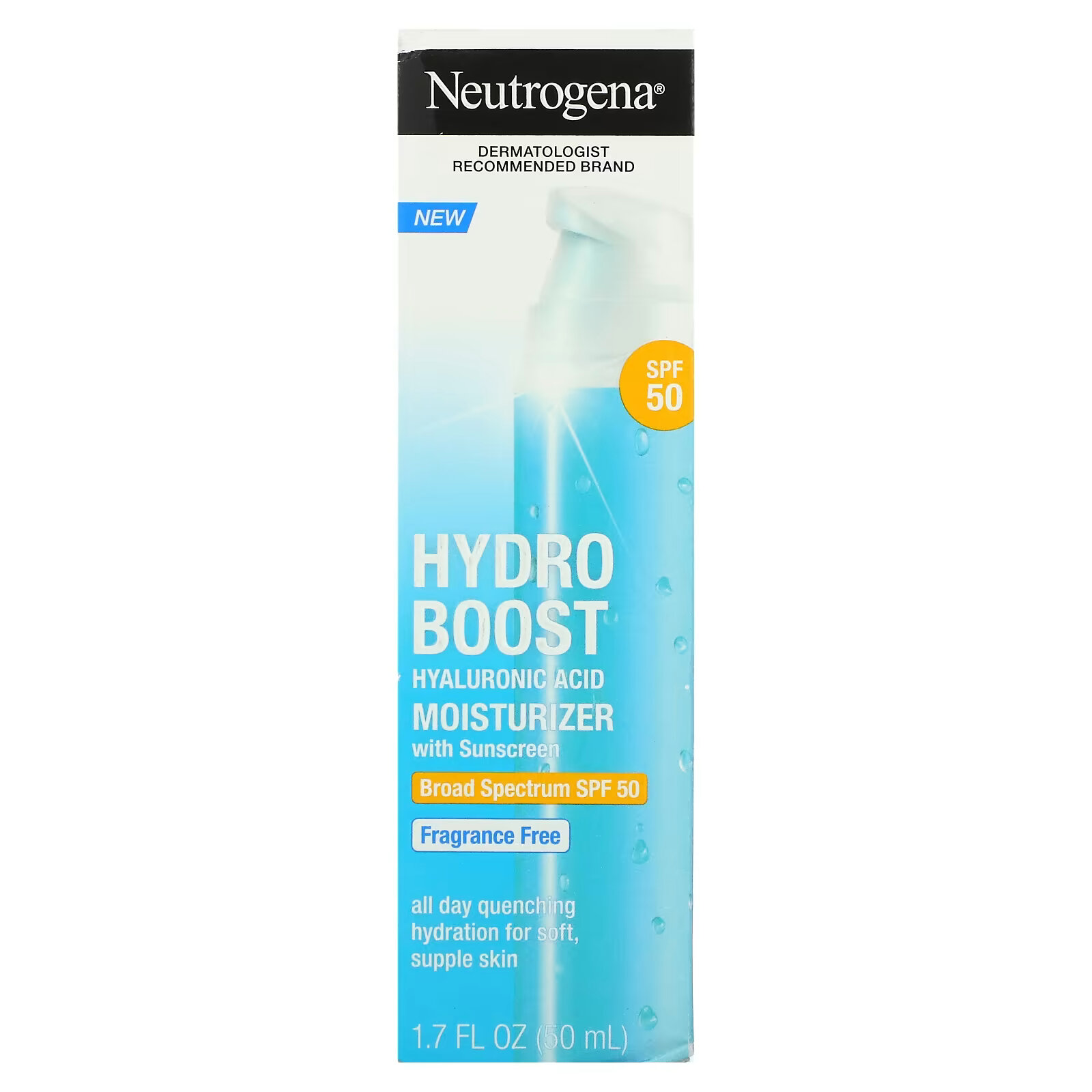 Neutrogena, Hydro Boost, увлажняющий крем с гиалуроновой кислотой, SPF 50,  без отдушек, 50 мл (1,7 жидк. Унции) – купить из-за границы через сервис  «CDEK.Shopping»