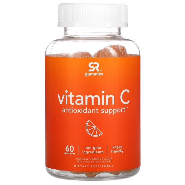 Витамин C, натуральный апельсин, 60 жевательных таблеток, Sports Research sports research органическая бузина витамин c и цинк со вкусом натуральных ягод 60 жевательных мармеладок