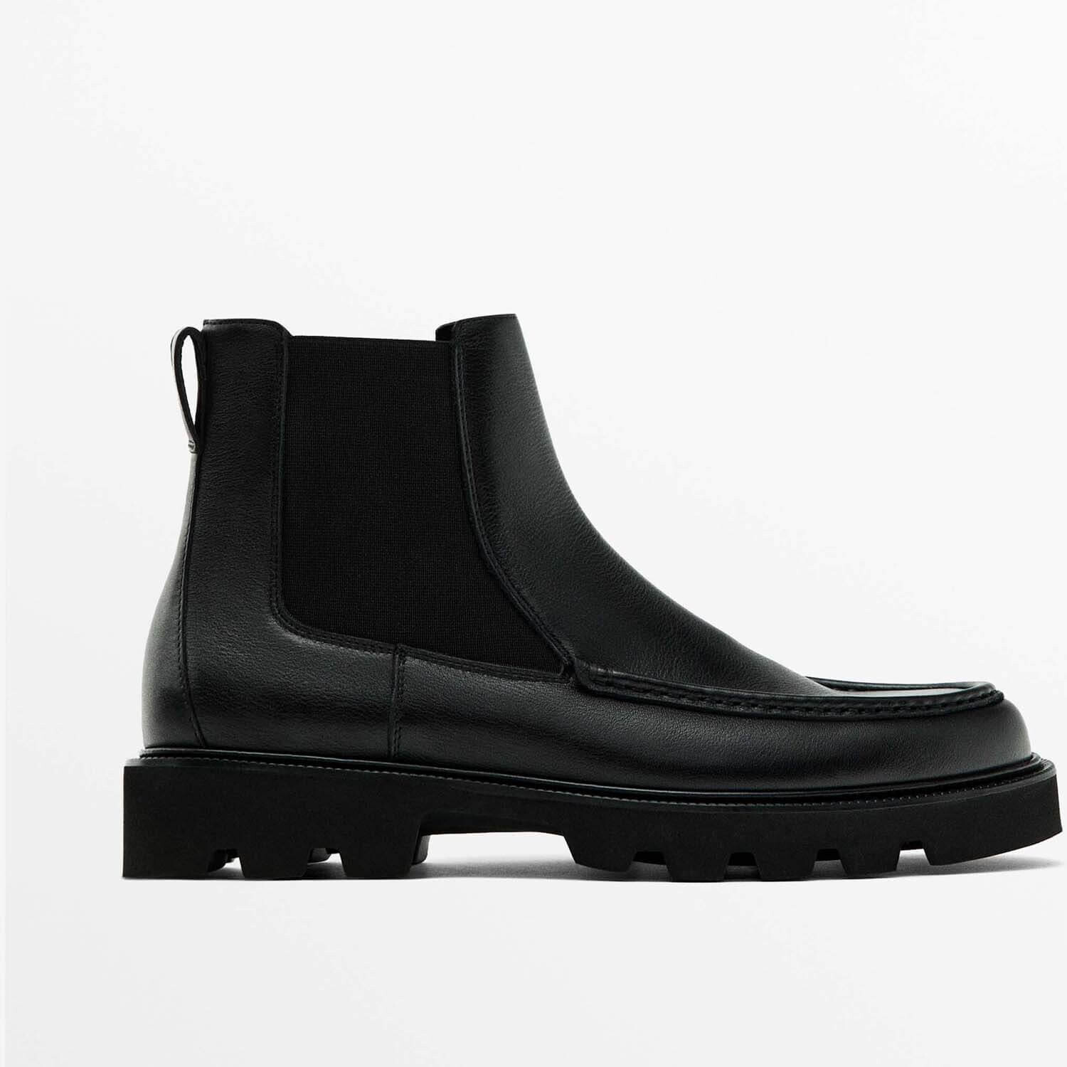 

Ботинки Massimo Dutti Chelsea With Moc Toe Detail, черный