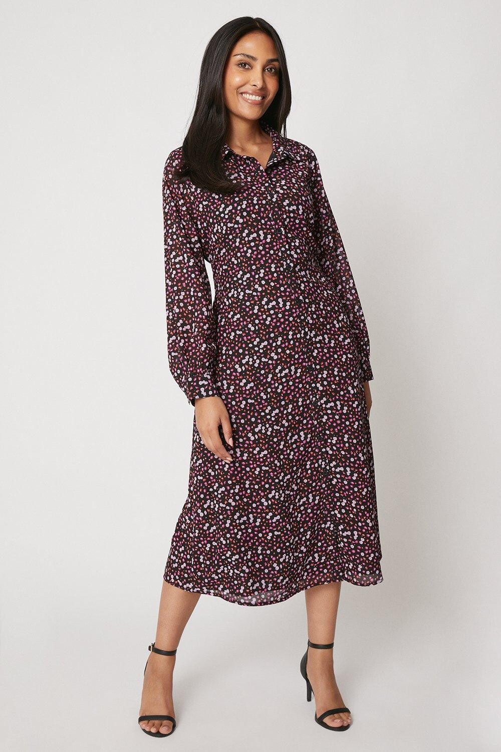 

Розовое платье-рубашка с защипами Petite Pink Wallis, розовый