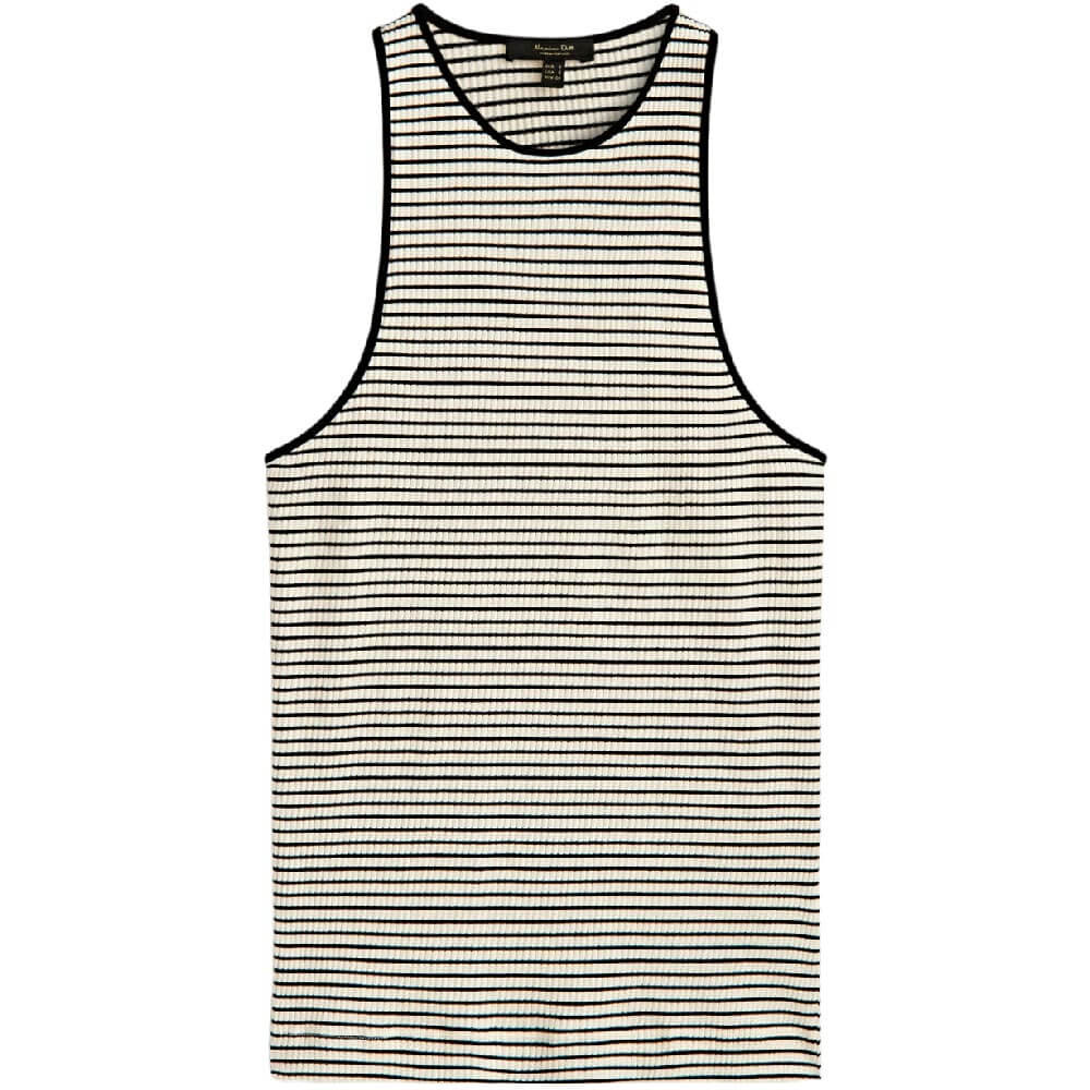

Топ Massimo Dutti Striped Sleeveless, черный/кремовый
