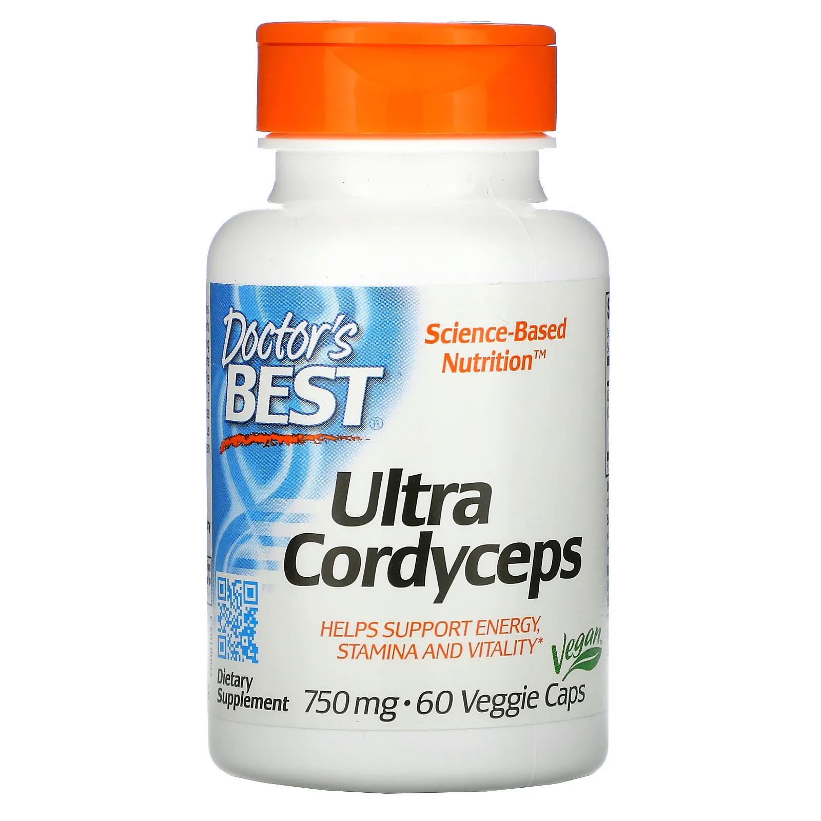 Doctor's Best Ultra Cordyceps 750 мг 60 вегетарианских капсул doctor s best фукоидан best fucoidan 70% 60 вегетарианских капсул