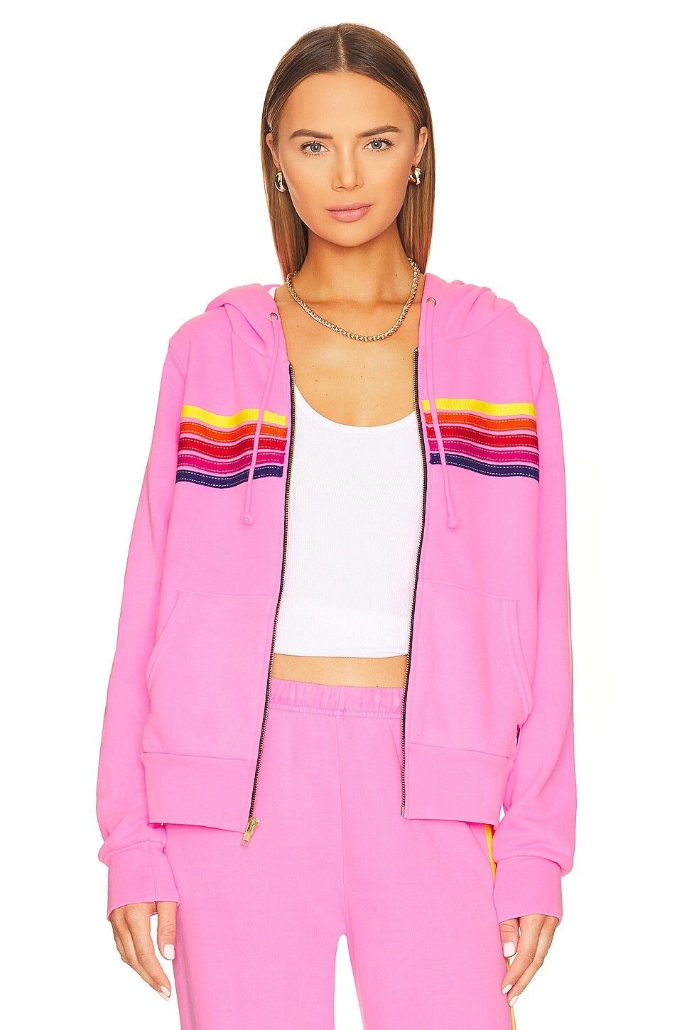 

Толстовка Aviator Nation 5 Stripe Zip, цвет Neon Pink, Yellow, & Purple