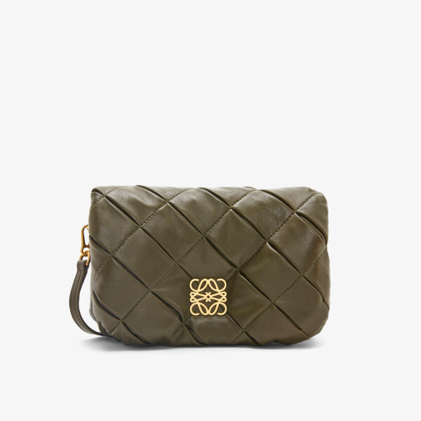 

Миниатюрная кожаная сумка на плечо goya puffer со складками Loewe, зеленый