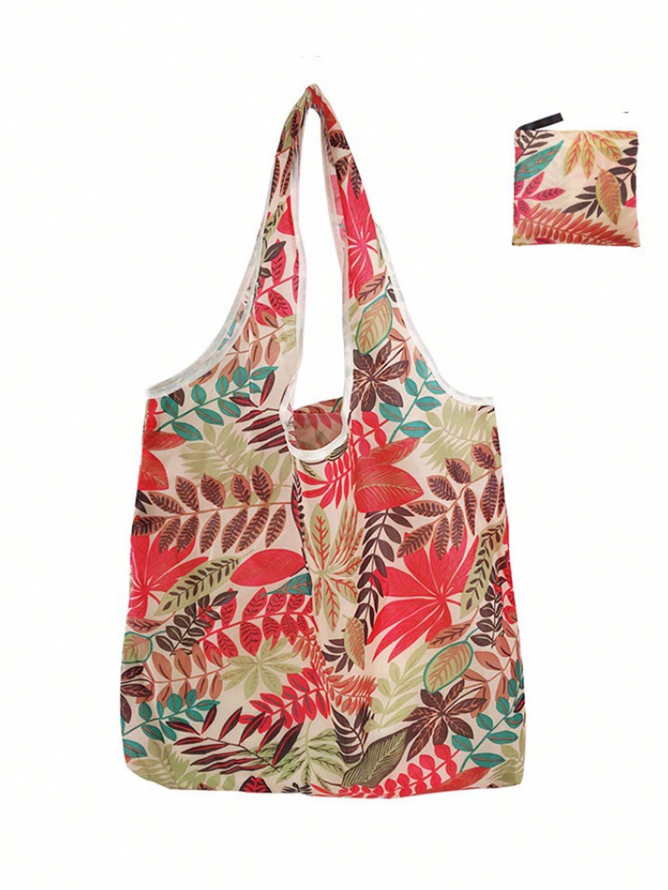 Модная складная сумка для покупок с цветочным принтом, бронза форма в виде кленового листа