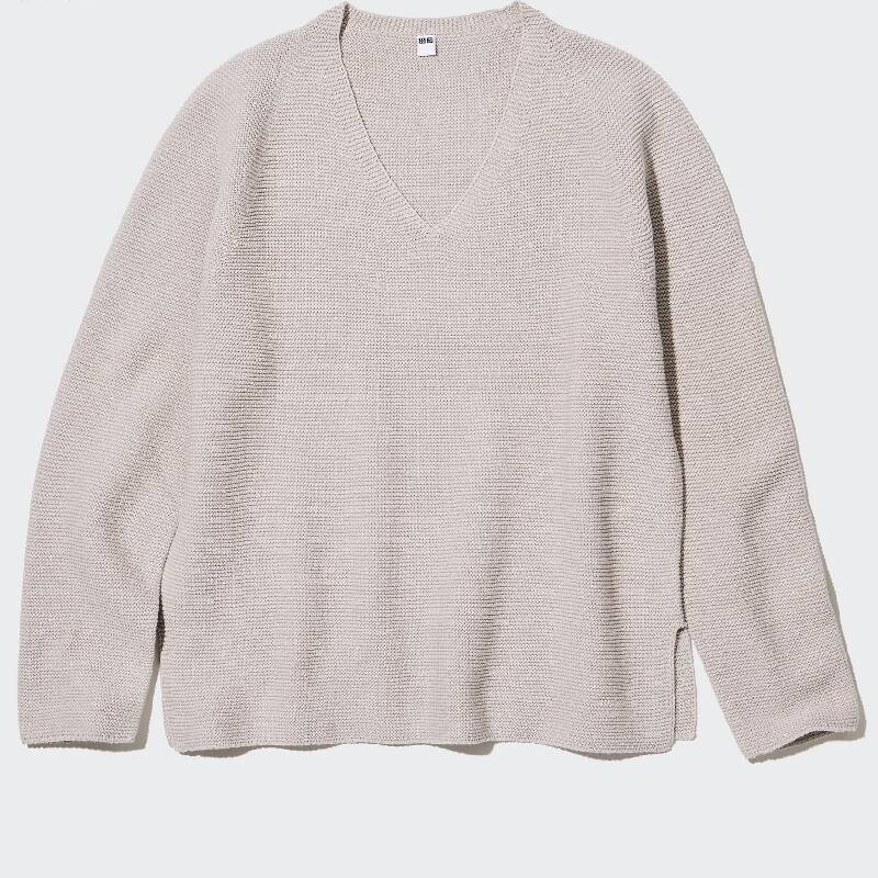 

Джемпер Uniqlo Cotton Blend V Neck, светло-серый