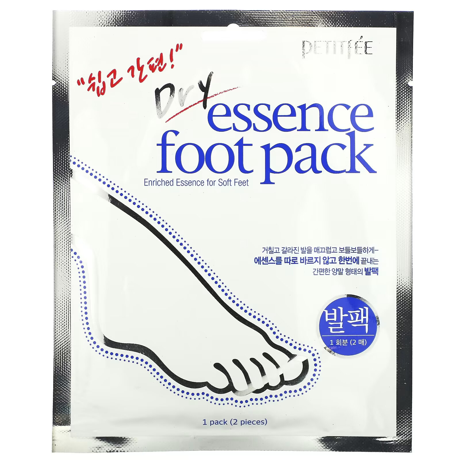 Petitfee, Dry Essence Foot Pack, маска для ног, 1 пара маска носочки dry essence foot pack маска носочки 1 пара