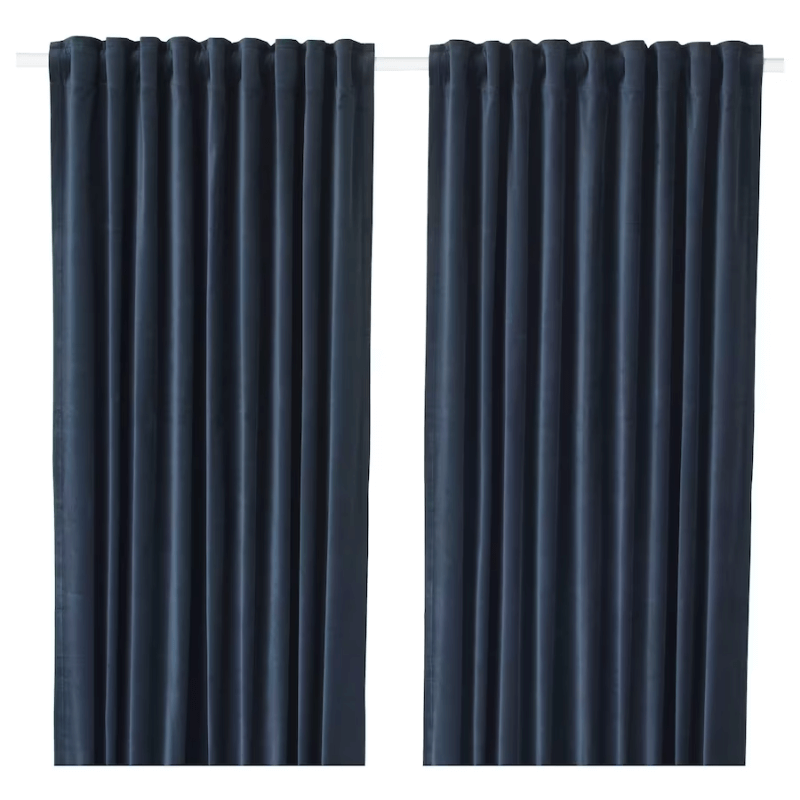 Затемняющие шторы Ikea Sanela 2 шт, темно-синий