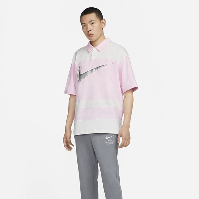 Поло Nike NSW Athletic Casual Short Sleeve, розовый/белый футболка поло с короткими рукавами 4 года 102 см каштановый