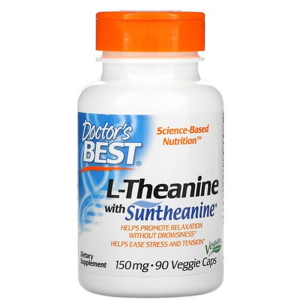 L-теанин с Suntheanine, Doctor's Best, 150 мг, 90 растительных капсул doctor s best астаксантин с astareal 6 мг 90 растительных капсул