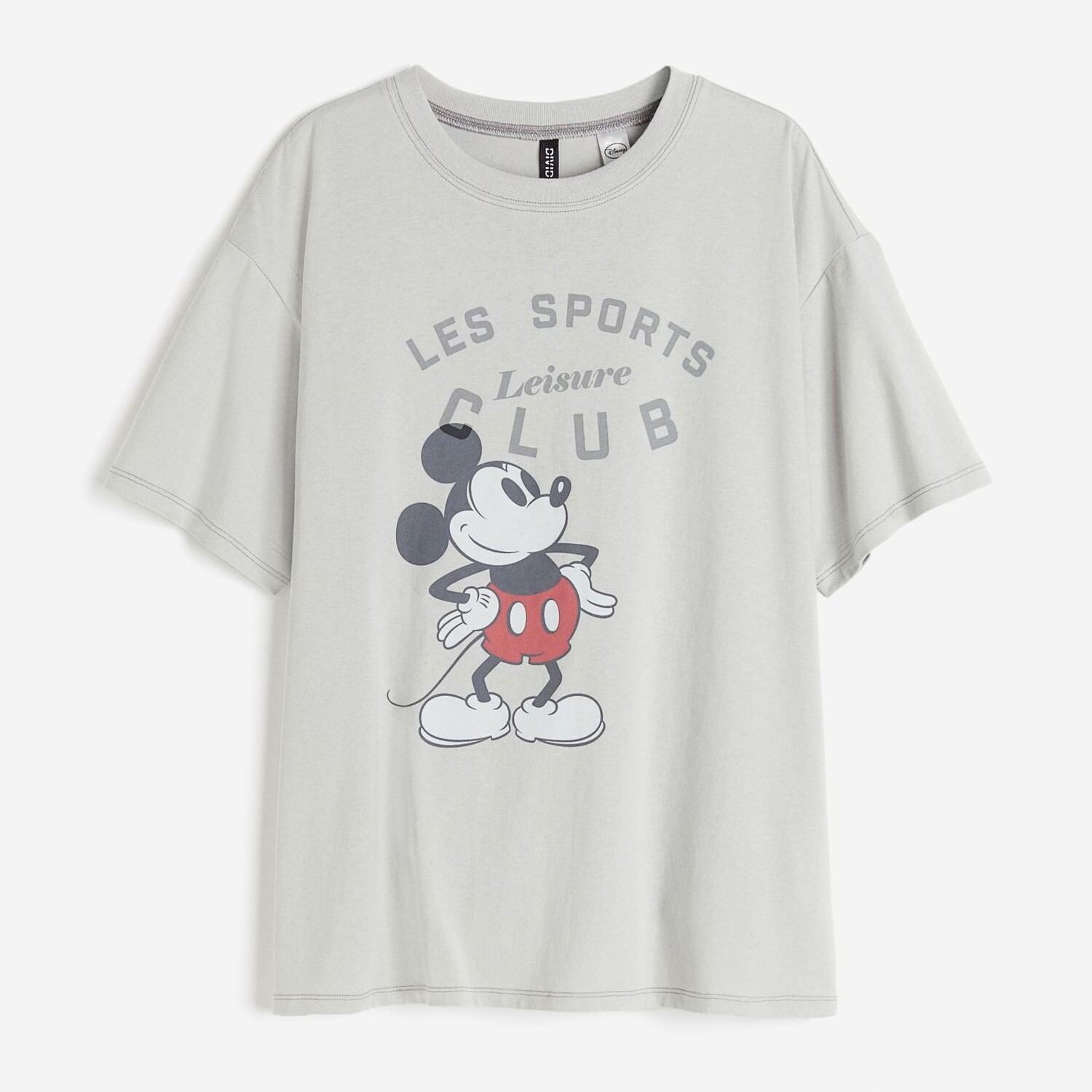 

Футболка H&M Mickey Mouse Oversized Printed, светло-серый