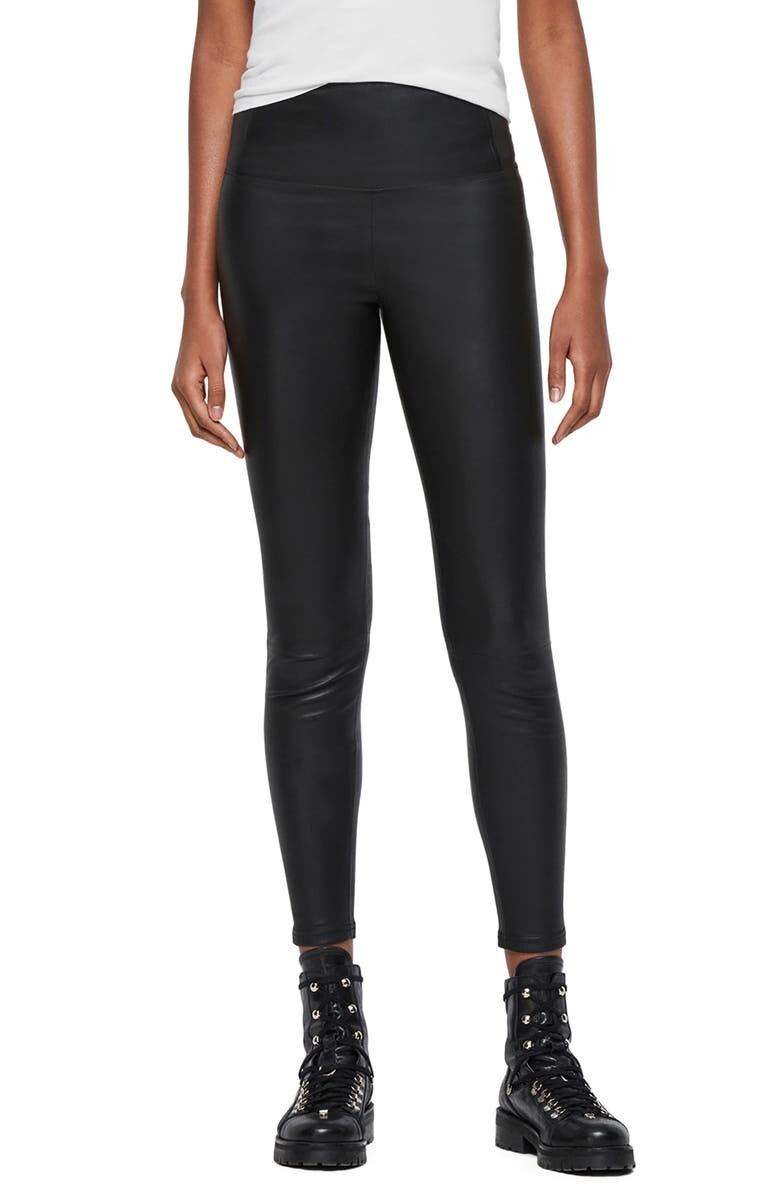 

Кожаные леггинсы Cora из овечьей кожи ALLSAINTS, черный