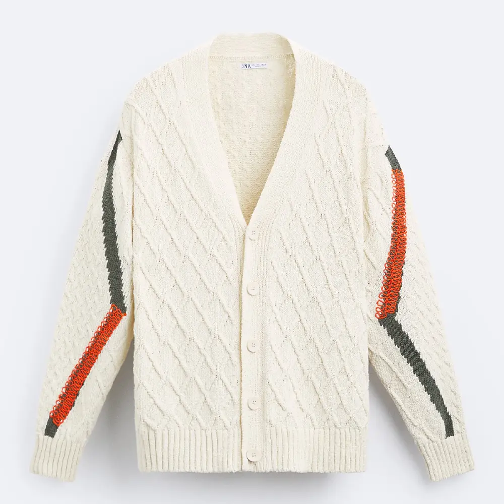

Текстурный кардиган из ткани ZARA, кремовый, Бежевый
