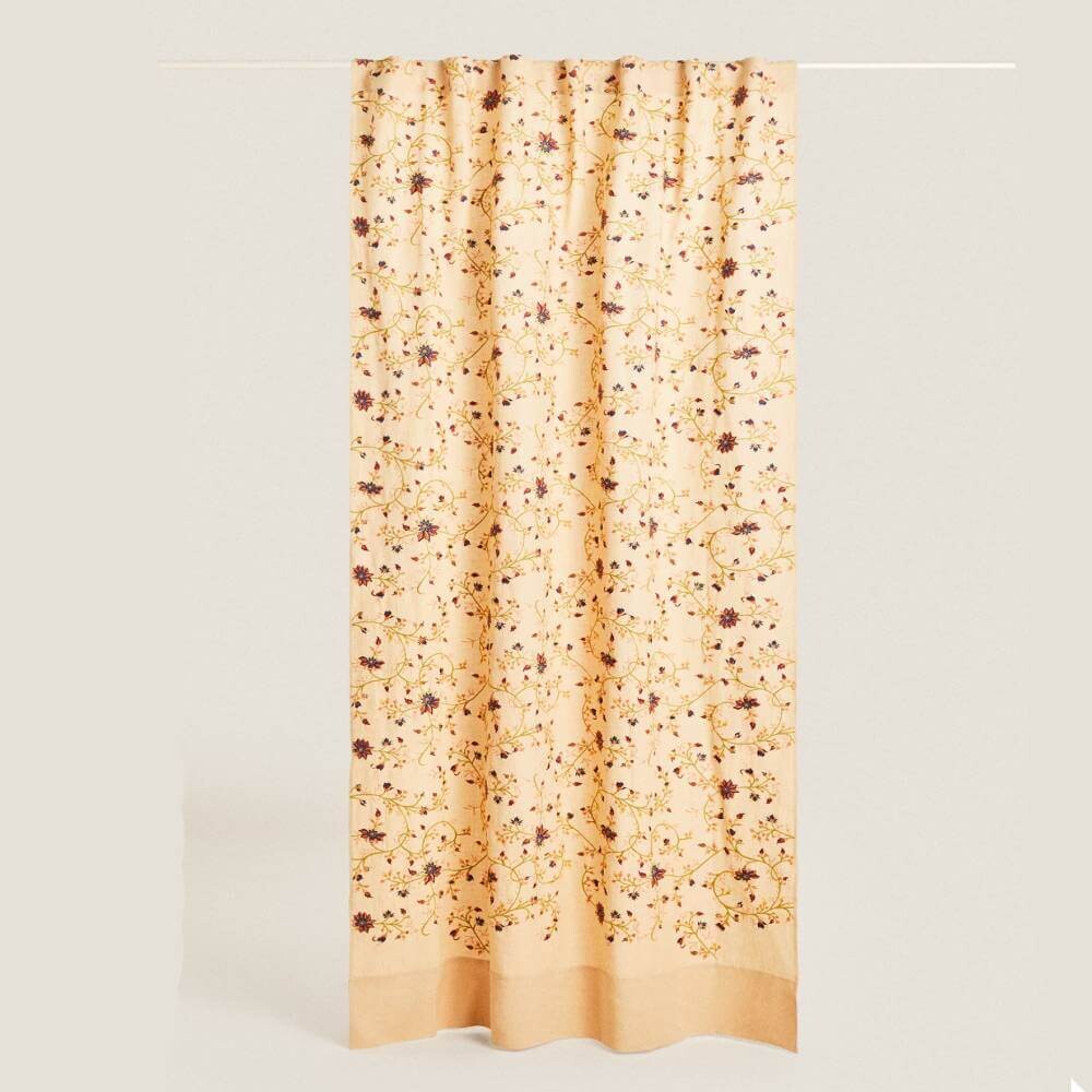 

Штора с цветочной вышивкой Zara Home, бежевый/мультиколор