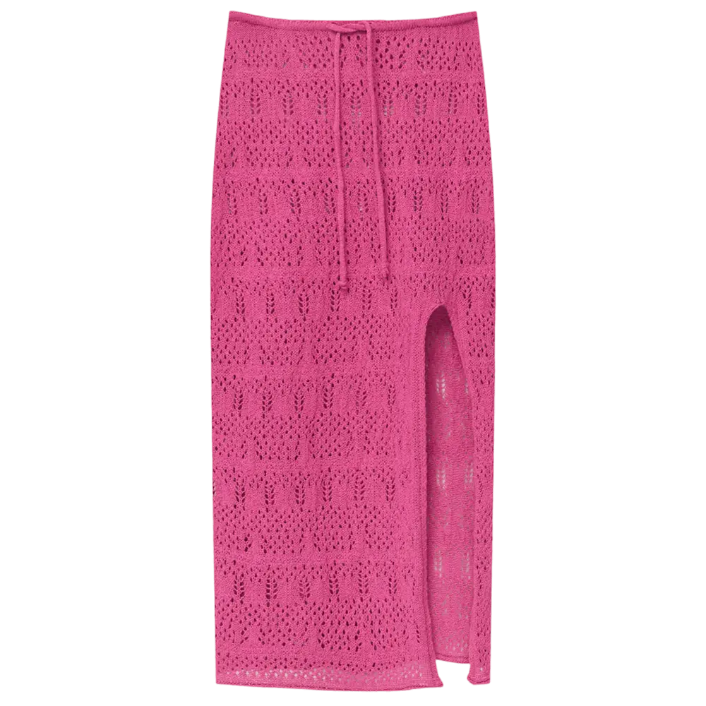 

Юбка Pull&Bear Crochet Midi, розовый