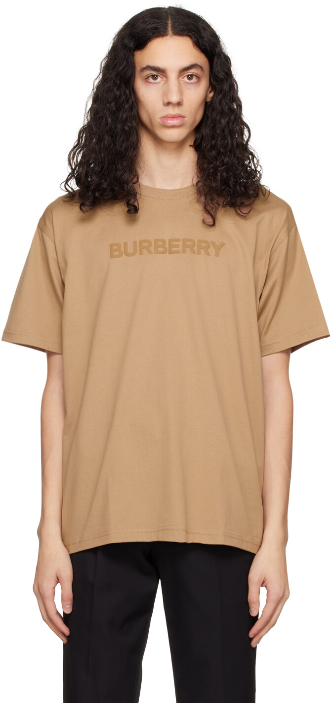 

Коричневая футболка свободного кроя Burberry, Коричневый