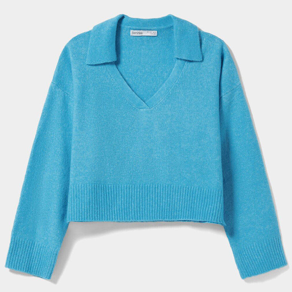 

Джемпер Bershka Polo Collar, голубой
