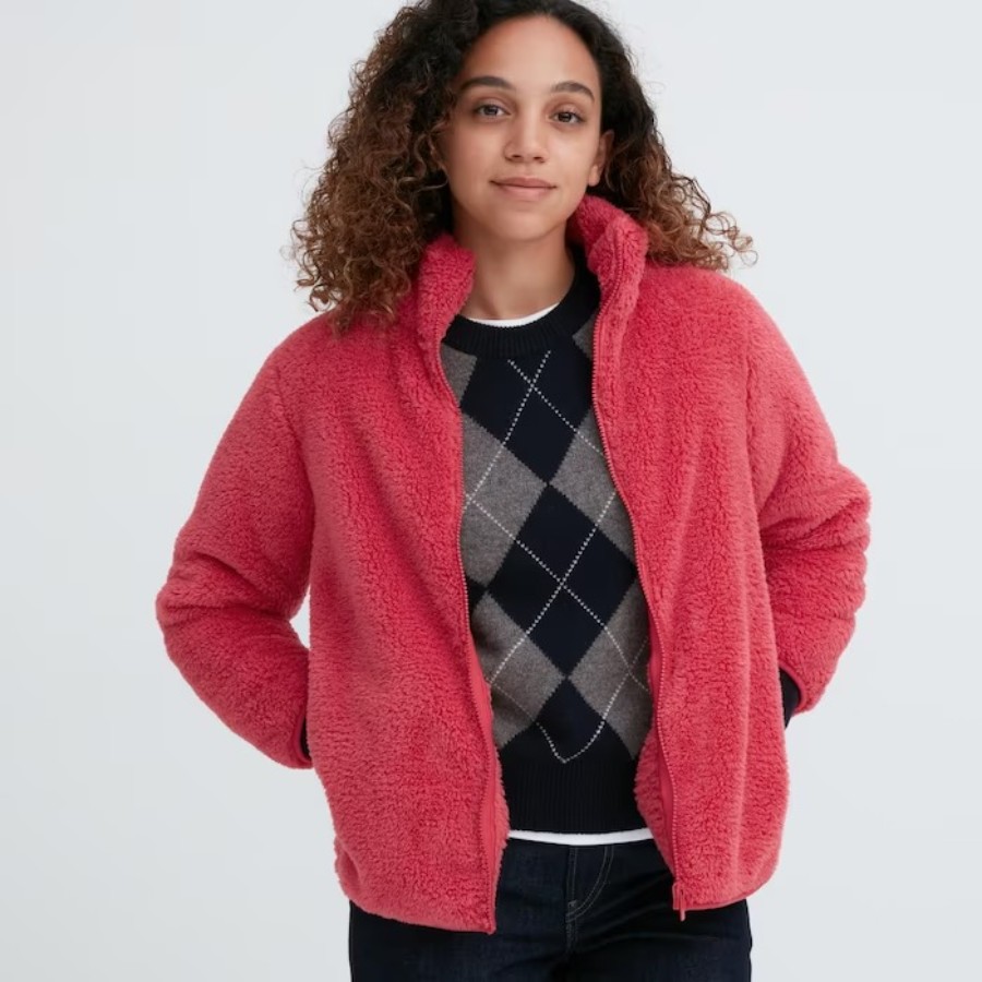 Толстовка Uniqlo Fluffy Fleece Zipped, красный куртка uniqlo fluffy fleece zipped черный