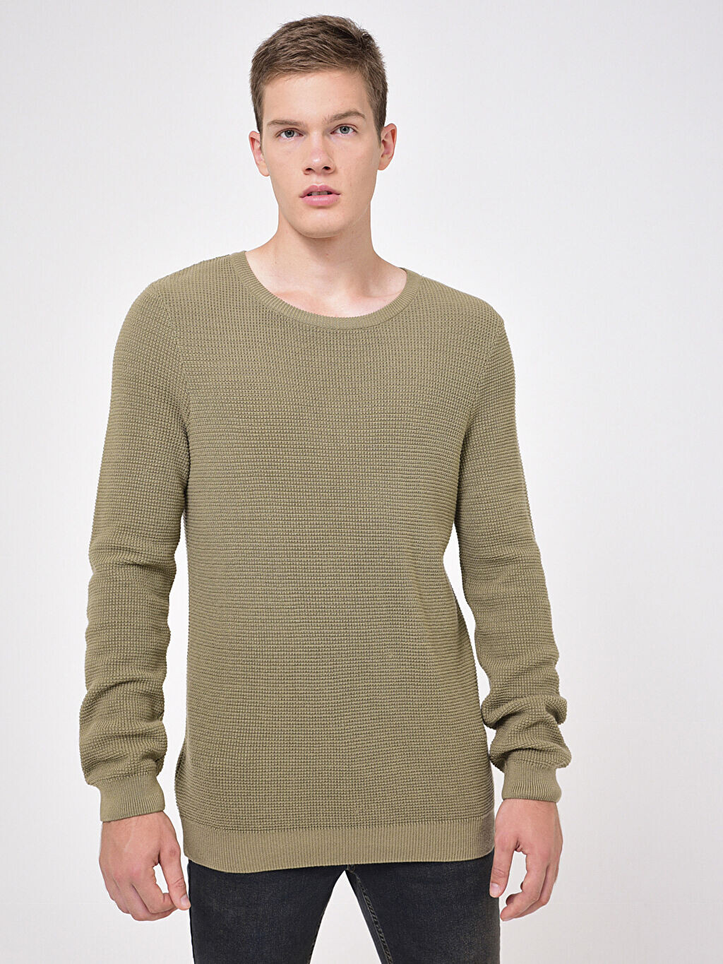 

Трикотажный свитер с круглым вырезом LCW Casual