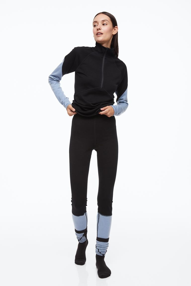 

Термолеггинсы с шерстью H&M, черный/голубой