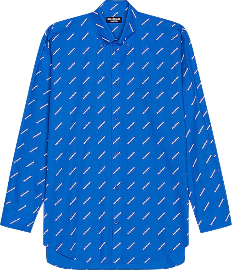 цена Рубашка Balenciaga Allover Logo Shirt 'Light Blue', синий