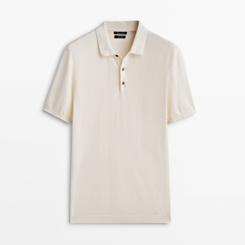 Свитер Massimo Dutti Short Sleeve Cotton Polo, кремовый