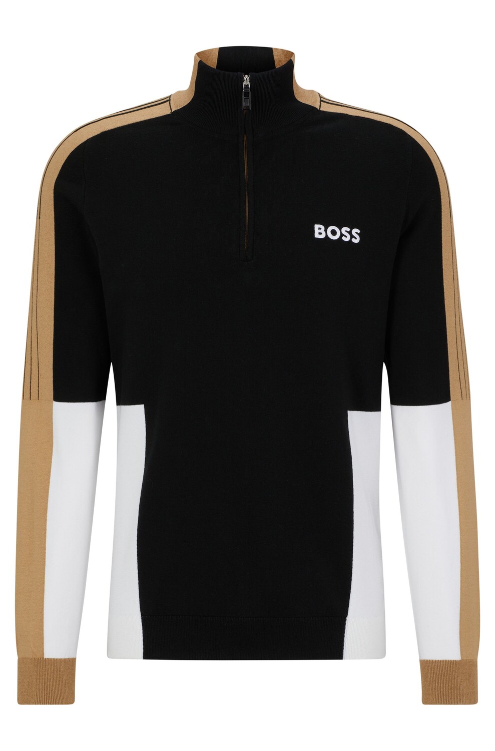 

Свитер Hugo Boss Zip-neck With Color-blocking, чёрный, Черный