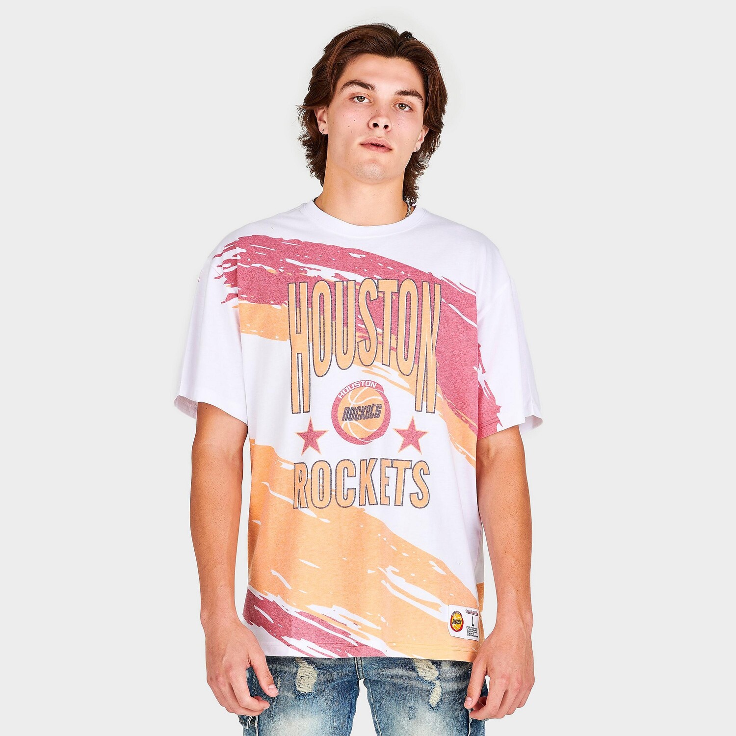 

Мужская футболка с сублимированным рисунком Mitchell & Ness NBA Paintbrush Houston Rockets, апельсин