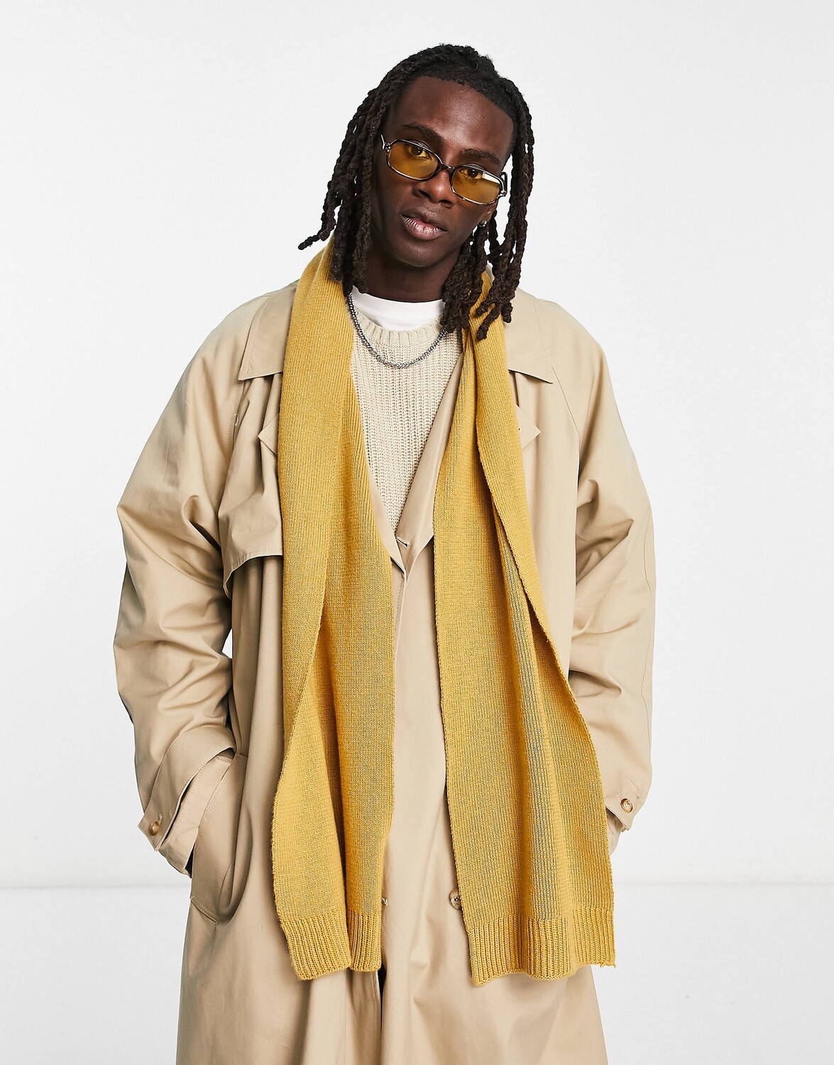 

Стандартный горчичный шарф ASOS DESIGN