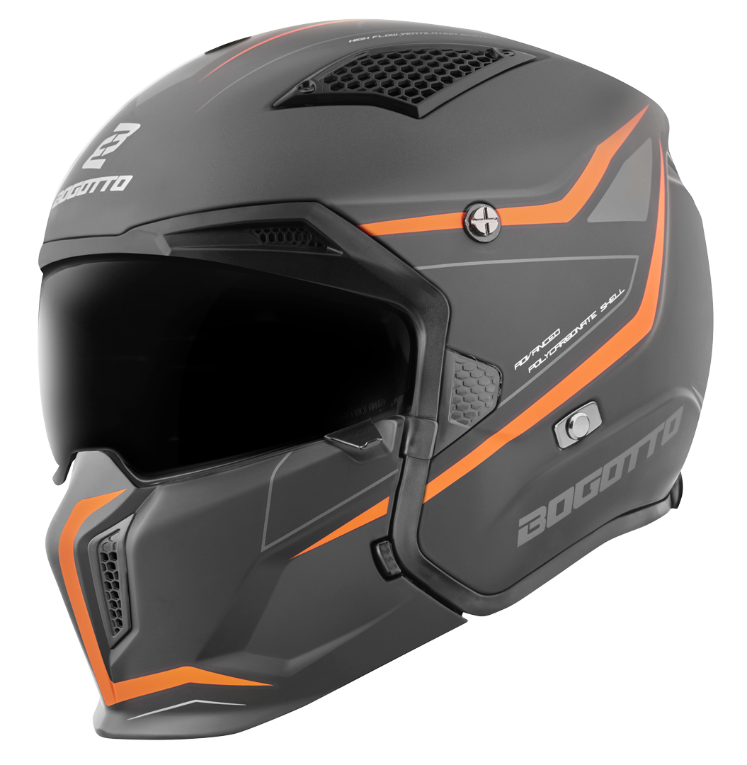 Шлем Bogotto Radic WN-ST с солнцезащитным козырьком, оранжевый/черный
