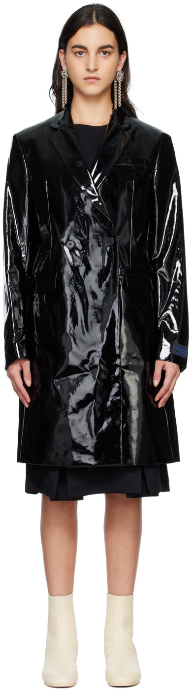 

Черное классическое двубортное пальто Raf Simons, Черный