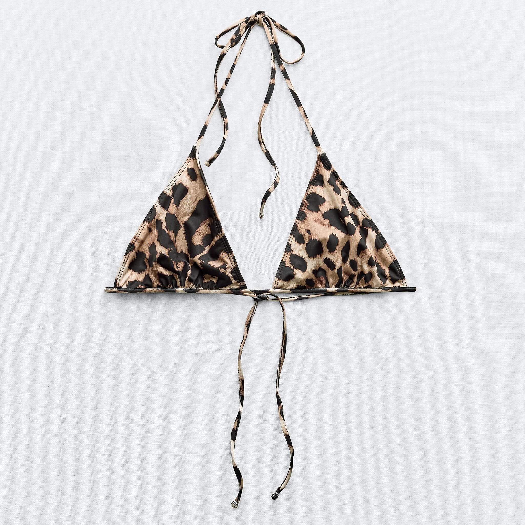 Топ-бикини Zara Animal Print Triangular, коричневый