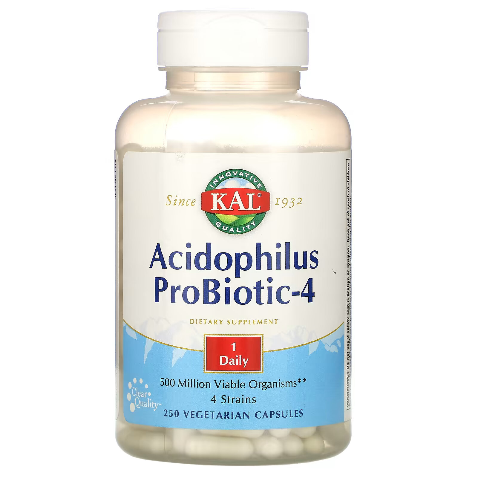 KAL, Пробиотик ацидофилус-4, 250 вегетарианских капсул solgar улучшенный ацидофилус 100 вегетарианских капсул