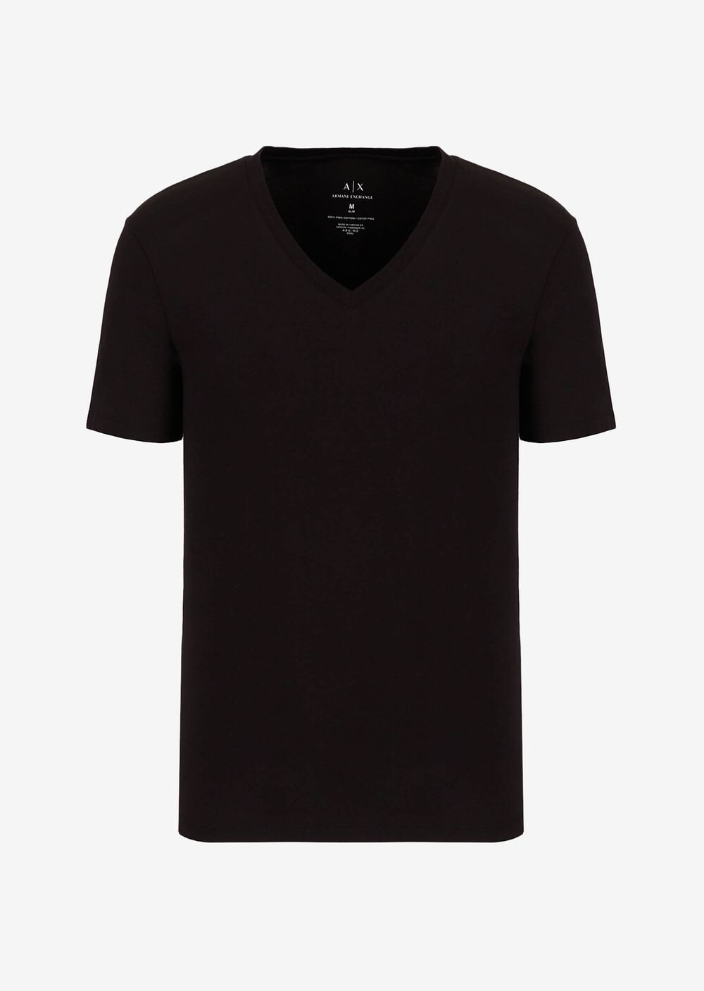 

Приталенная футболка из хлопка пима с короткими рукавами Armani Exchange, черный