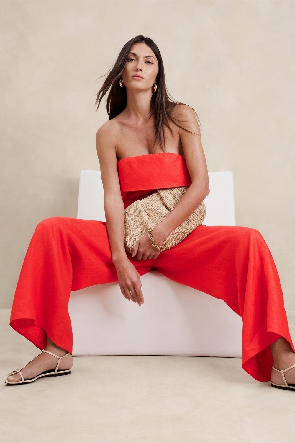 

Льняной комбинезон Onda Banana Republic, красный
