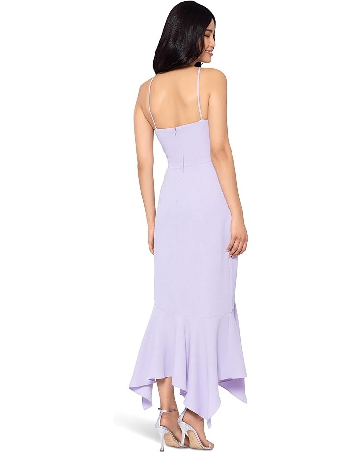 

Платье XSCAPE Midi Scuba Crepe Asymmetric Flounce Dress, лавандовый, Фиолетовый