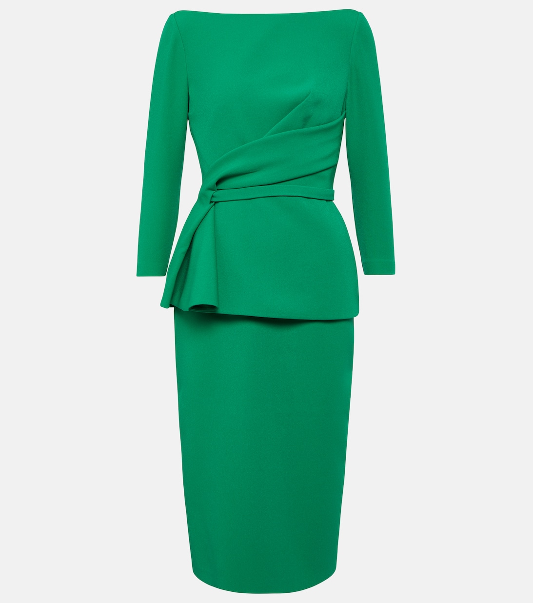 Платье миди из крепа с драпировкой SAFIYAA, зеленый