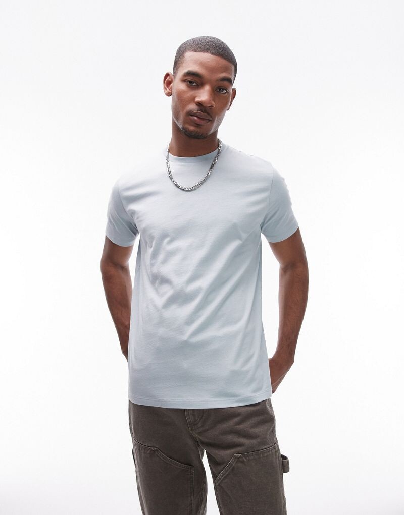 

Голубая классическая футболка Topman