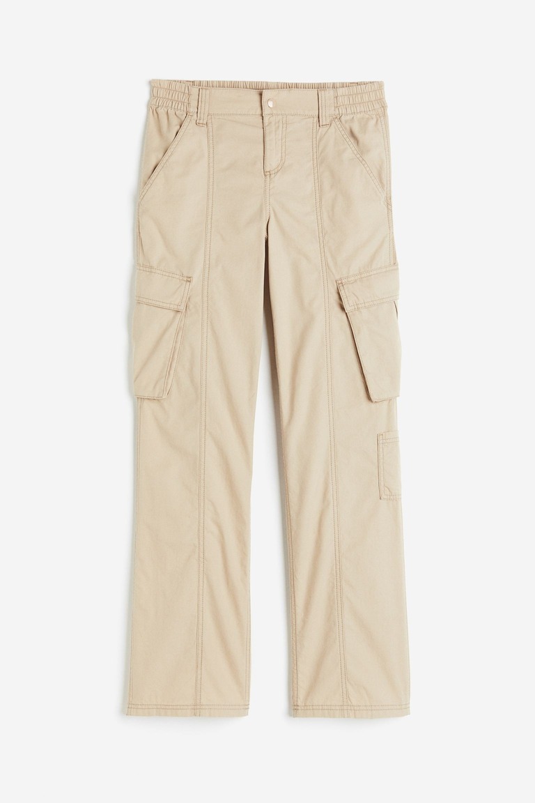 Холщовые брюки-карго H&M, светло-бежевый
