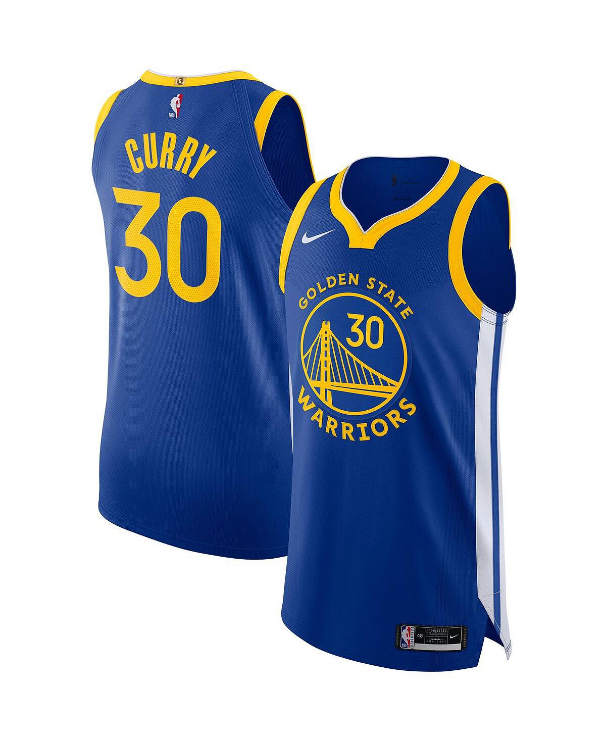 Мужская футболка stephen curry royal golden state warriors 2020/21 authentic jersey — icon edition Nike