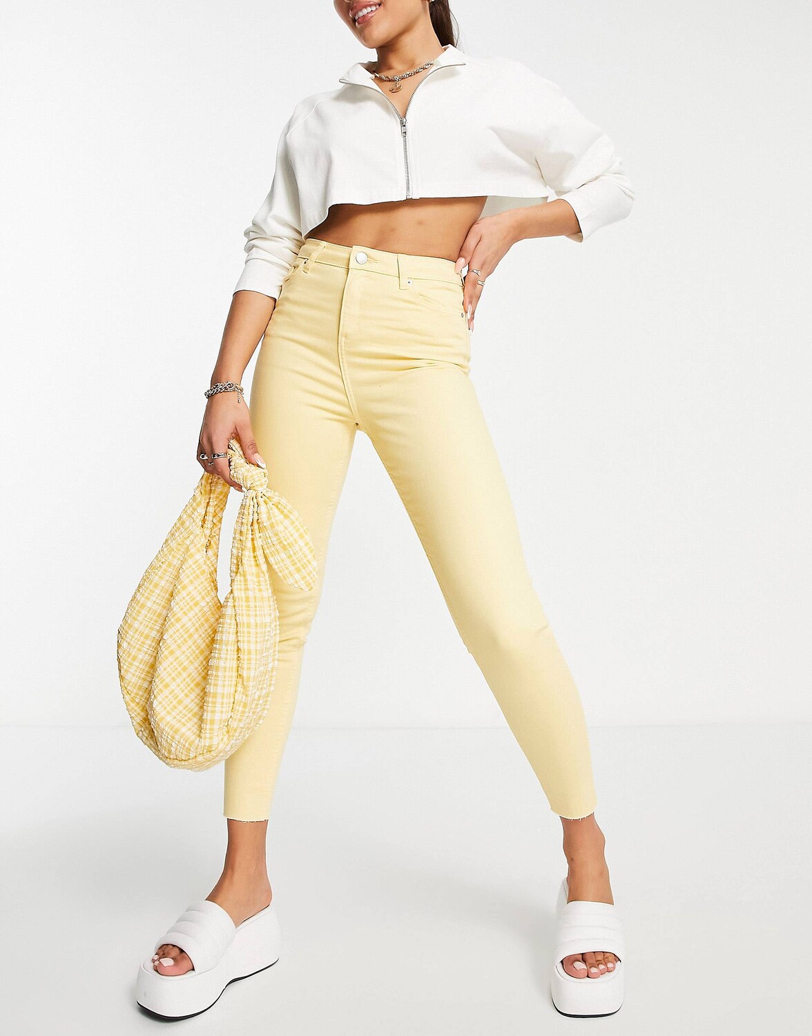 

Желтые джинсы скинни с завышенной талией Miss Selfridge Emily